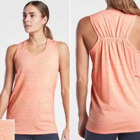 Athleta Drishti Textured Tank Top in Coral Pink Cotton Blend, Size Large - Picture 1 of 10